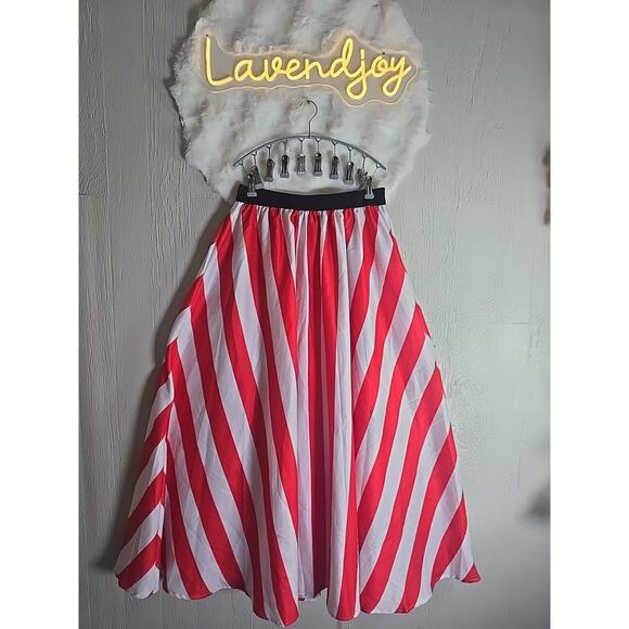 Shein Womens Flare Maxi Skirt Plus Size 2X Striped Colorful No Zip No Iron - Picture 1 of 4